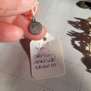 Antique Sterling Silver Cherub Charm Pendant